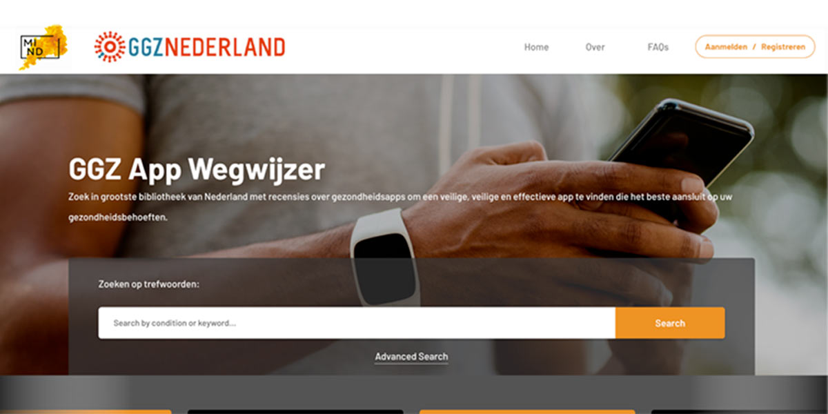 Screenshot van de GGZ Appwegwijzer