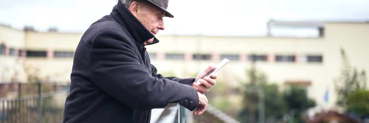 Man following selfhelp on mobile